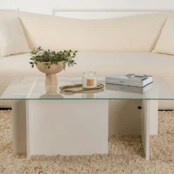 SALTA Tables Basses En Verre|Table basse verre déstructurée – base gris anthracite