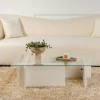 SALTA Tables Basses En Verre|Table basse verre déstructurée – base effet bois blanc
