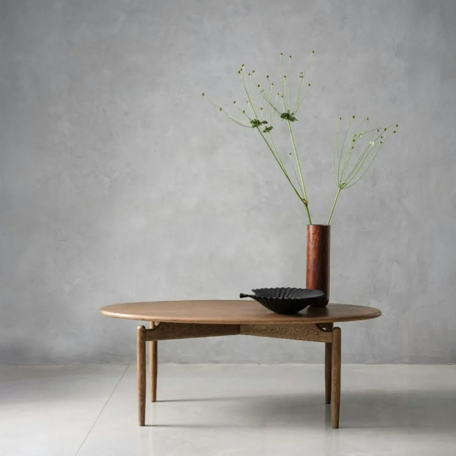 BRADFORD Tables Basses Vintage|Table basse vintage en bois de chêne, forme ovale