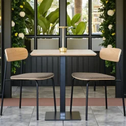 NAPA Tables À Manger Carrées|Tables À Manger En Bois|Table bistrot mélamine grise - pied métal noir, 70 cm