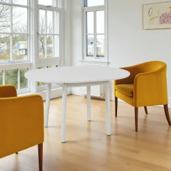 ARDEN Tables À Manger Rondes|Tables À Manger En Bois|Table blanche extensible forme ronde Ø100-131 cm