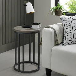 HOUSTON Bouts De Canapé En Bois|Table bout de canapé rond