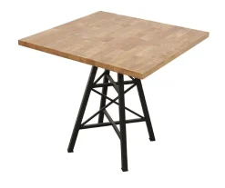 Loft / Loft Colors Tables À Manger Industrielles|Tables À Manger Carrées|Table carrée en Hévéa recyclé naturel et pieds métal façon "Tour Eiffel" 80x80x76cm LOFT