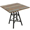 Loft / Loft Colors Tables À Manger Industrielles|Tables À Manger Carrées|Table carrée en Hévéa recyclé coloré et pieds métal façon "Tour Eiffel" 80x80x76cm LOFT COLORS