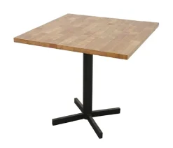 Loft / Loft Colors Tables À Manger Industrielles|Tables À Manger Carrées|Table carrée en Hévéa recyclé naturel et pieds métal en croix 80x80x76cm LOFT