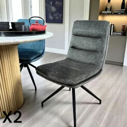 LOMBARDIE Tables À Manger En Céramique|Tables À Manger Extensibles|Table carrée extensible en céramique marbrée anthracite 140-220 cm