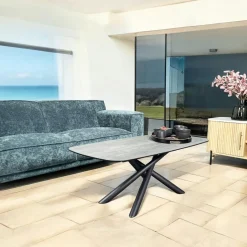 COLISEE Tables À Manger Rectangulaires|Tables À Manger En Céramique|Table céramique effet travertin texturé - 180 cm