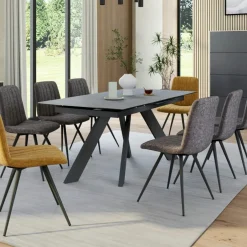 OTTAWA Univers Déco·Design Contemporain|Tables À Manger Rectangulaires|Table céramique extensible blanche marbrée 170-214 cm