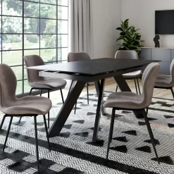 OTTAWA Univers Déco·Design Contemporain|Tables À Manger Rectangulaires|Table céramique extensible blanche marbrée 170-214 cm