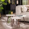 TAJ Tables Basses Design|Tables Basses Gigognes|Table d'appoint blanche en marbre composite forme galet (lot de 3)