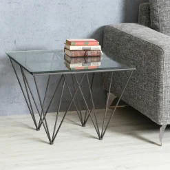 LOUVRE Univers Déco·Design Contemporain|Bouts De Canapé En Métal|Table d'appoint Bout de Canapé Design verre et métal