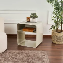 SFAX Bouts De Canapé En Métal|Table d’appoint design métal noir – 2 plateaux