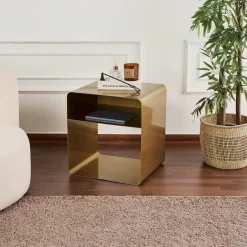 SFAX Bouts De Canapé En Métal|Table d’appoint design métal noir – 2 plateaux