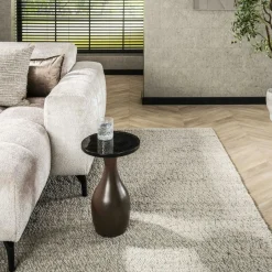 LAGUNA Bouts De Canapé Design|Table d’appoint en verre – cuivre antique, 60 cm