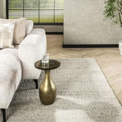 LAGUNA Bouts De Canapé Design|Table d’appoint en verre – antique dorée, 60 cm