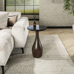 LAGUNA Bouts De Canapé Design|Table d’appoint en verre – cuivre antique, 45 cm