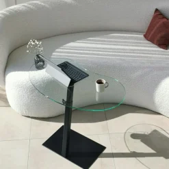 TULUM Tables Basses En Verre|Table d'appoint en verre pour ordinateur, réglable