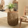 Swing Bouts De Canapé En Bois|Table d'appoint ronde 38 cm fibre de coco et bois recyclé