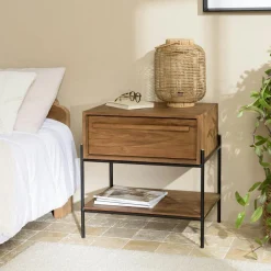 Swing Bouts De Canapé En Bois|Table d'appoint ronde 38 cm fibre de coco et bois recyclé