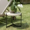HERCULE Tables D'Appoint De Jardin|Table d'appoint ronde de jardin plateau béton beige pieds métal