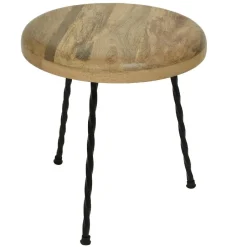 Bouts De Canapé En Bois|Table d'appoint ronde en bois de manguier 33 cm