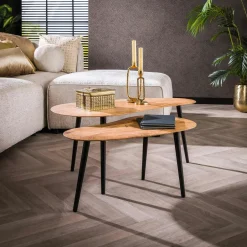 Bouts De Canapé En Bois|Table d'appoint ronde en bois de manguier 33 cm