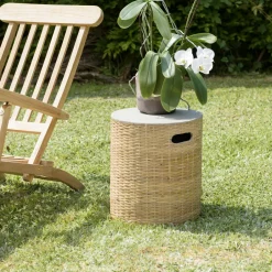 HERCULE Tables D'Appoint De Jardin|Table d'appoint ronde pour jardin bambou et béton