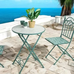 GRENADE Tables De Jardin|Table de balcon pliante vert d'eau D 60 cm
