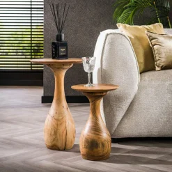 Melbourne Tables De Chevet Industrielles|Table de chevet en bois d'acacia structure colonne