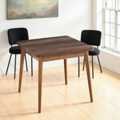 MARFA Tables À Manger Carrées|Tables À Manger En Bois|Table de cuisine carrée effet bois de noyer 80 cm