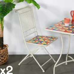 GRENADE Tables De Jardin|Table de jardin carreaux de ciment multicolores 140 cm