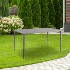 STOCKHOLM Tables De Jardin|Meubles En Aluminium Brafab|Table de jardin en aluminium finition gris sable 140 cm
