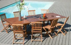 MACAO Tables De Jardin|Table de jardin extensible en Teck huilé massif 200/300x120x75cm