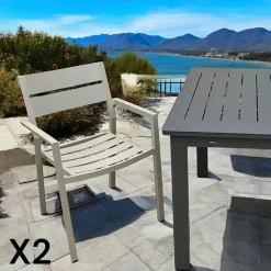 Oslo Tables De Jardin|Meubles En Aluminium Brafab|Table de jardin extensible en aluminium gris sable 194/314 cm