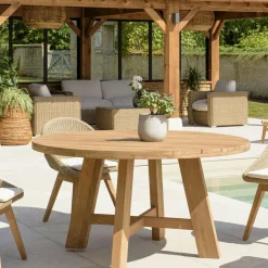 MANY Tables De Jardin|Table de jardin pieds inclinés teck recyclé naturel 300 cm