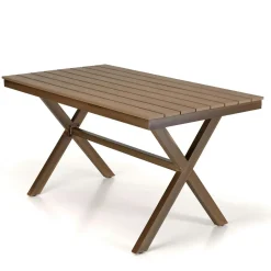 GIJON Tables De Jardin|Table de jardin rectangulaire 140 cm couleur bois ajouré