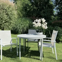 STOCKHOLM Tables De Jardin|Meubles En Aluminium Brafab|Table de jardin ronde en aluminium vert argile Ø 100 cm