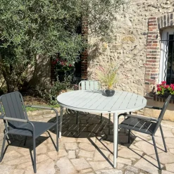 STOCKHOLM Tables De Jardin|Meubles En Aluminium Brafab|Table de jardin ronde en aluminium vert argile Ø 100 cm