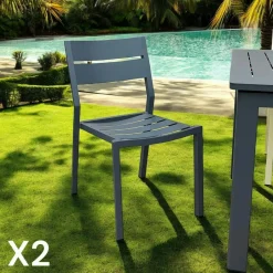 STOCKHOLM Tables De Jardin|Meubles En Aluminium Brafab|Table de jardin ronde en aluminium gris poudré Ø 130 cm