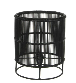 JENA Bouts De Canapé En Métal|Bouts De Canapé En Bois|Table de nuit avec rangement effet chêne - pieds noirs