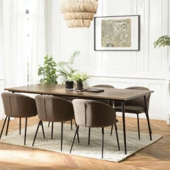 KORKAI Tables À Manger En Bois|Tables À Manger Rectangulaires|Table de repas bois recyclé motif épis 220 cm