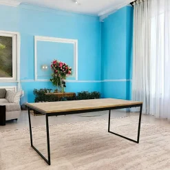 Loft / Loft Colors Tables À Manger Industrielles|Tables À Manger Rectangulaires|Table de Repas en Hévéa recyclé naturel et pieds métal 180x90x77cm LOFT