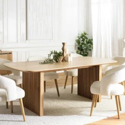 AMSTERDAM Tables À Manger Rectangulaires|Tables À Manger En Bois|Table de repas moderne angles arrondis pieds baguette