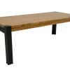 Docker Tables À Manger Industrielles|Tables À Manger Rectangulaires|Table de repas rectangle extensible hévéa recyclé naturel et métal noirci 220/300X100X76cm