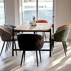 TRANI Tables À Manger Vintage|Tables À Manger En Bois|Table de repas teck recyclé bords arrondis 240 cm