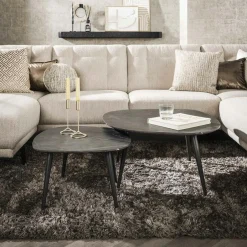 RALF Tables Basses Gigognes|Table de salon organique avec plateau forme carrée (lot de 2)