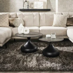 RALF Tables Basses Gigognes|Table de salon organique avec plateau forme carrée (lot de 2)