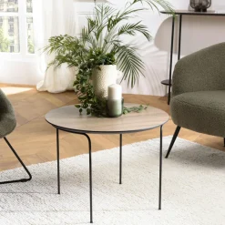 Landaise Tables Basses Rondes|Table de salon ronde couleur bois