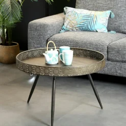 ZALA Univers Déco·Design Contemporain|Tables Basses Design|Table de salon ronde dorée