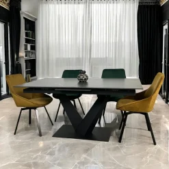 OTTAWA Univers Déco·Design Contemporain|Tables À Manger Rectangulaires|Table en céramique noire extensible 160-205 cm